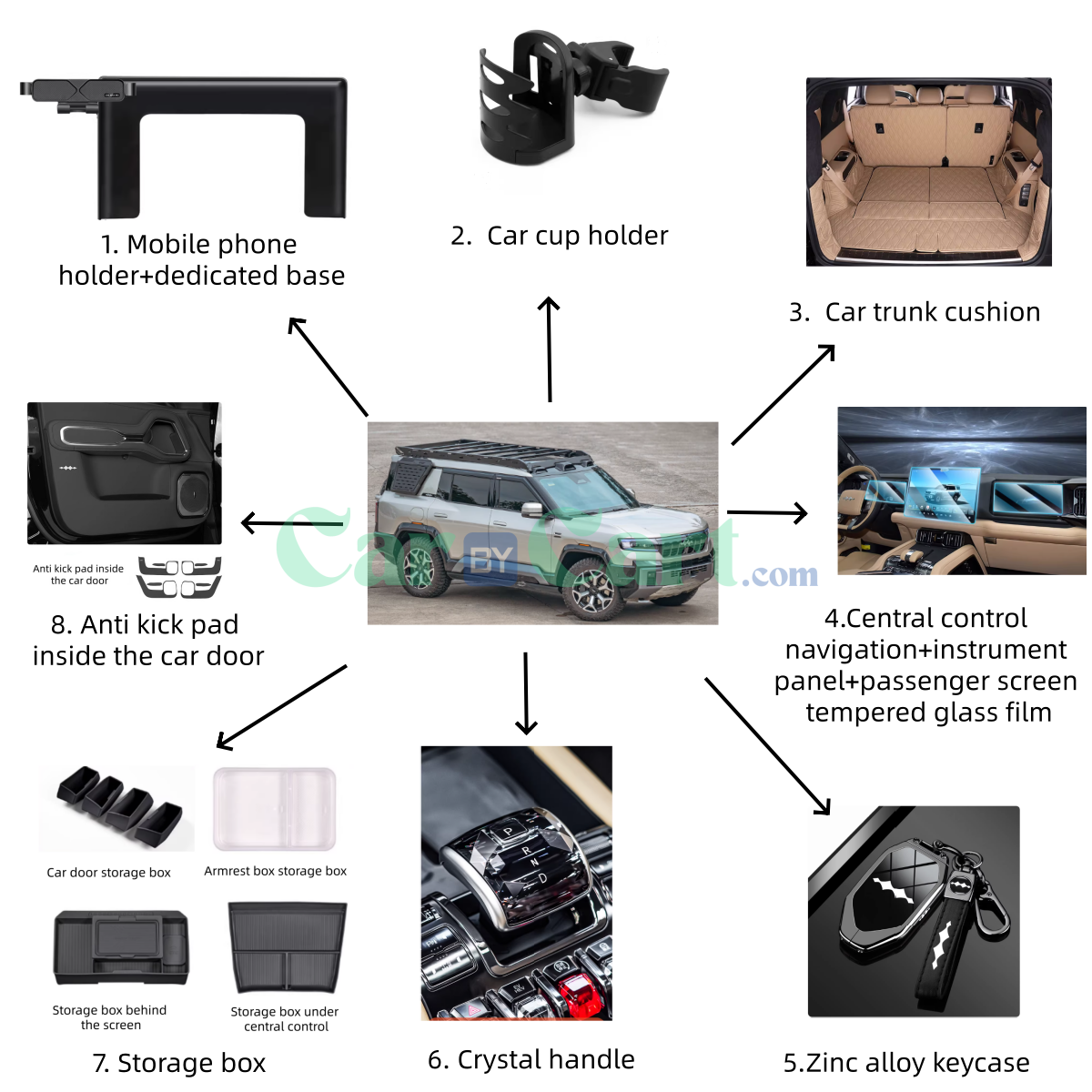 Leopard 8 accessories set inside