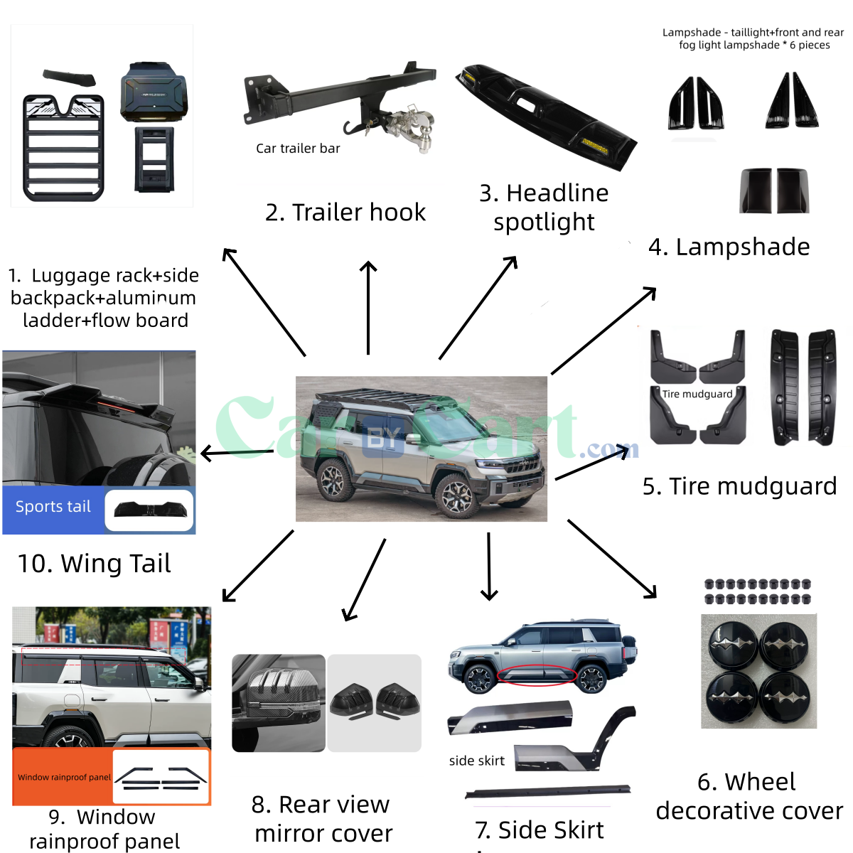 Leopard 8  accessories set outside