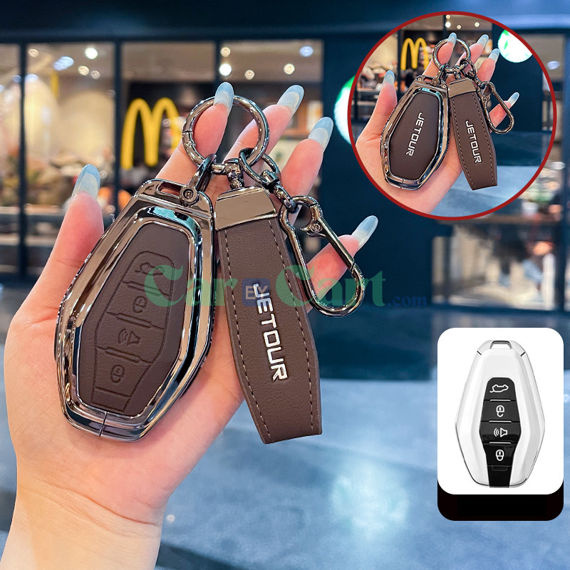 جراب مفتاح جلد وحبل معدن زنك لسيارة جيتور X70 شاو يوي إصدار 2025